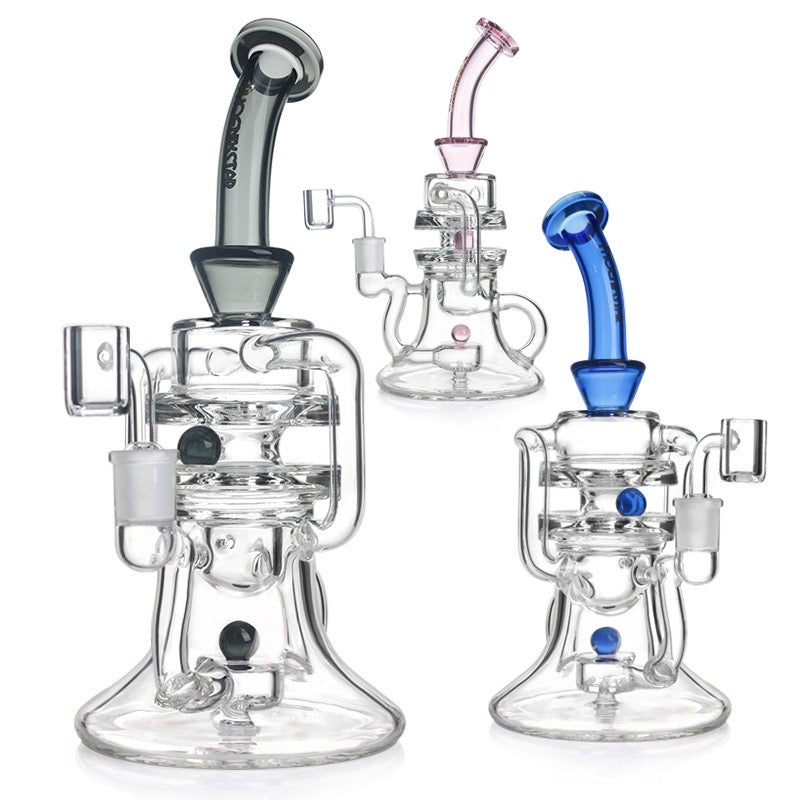 Phoenix Star Glass Dab Rig Recycler with Rotating Ball Perc | 10 inch