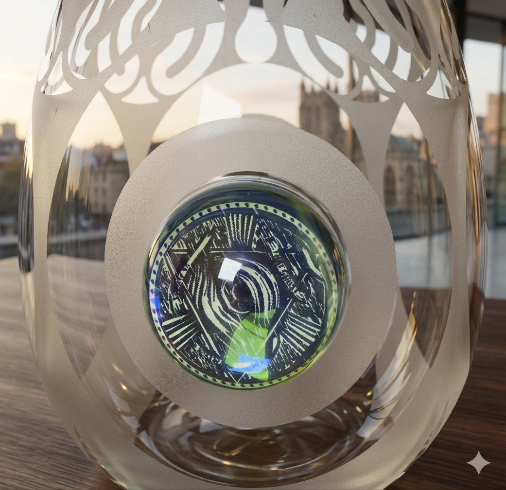 Glass Head Etched Glass Dab Rig Orb Perc | 14.5 mm