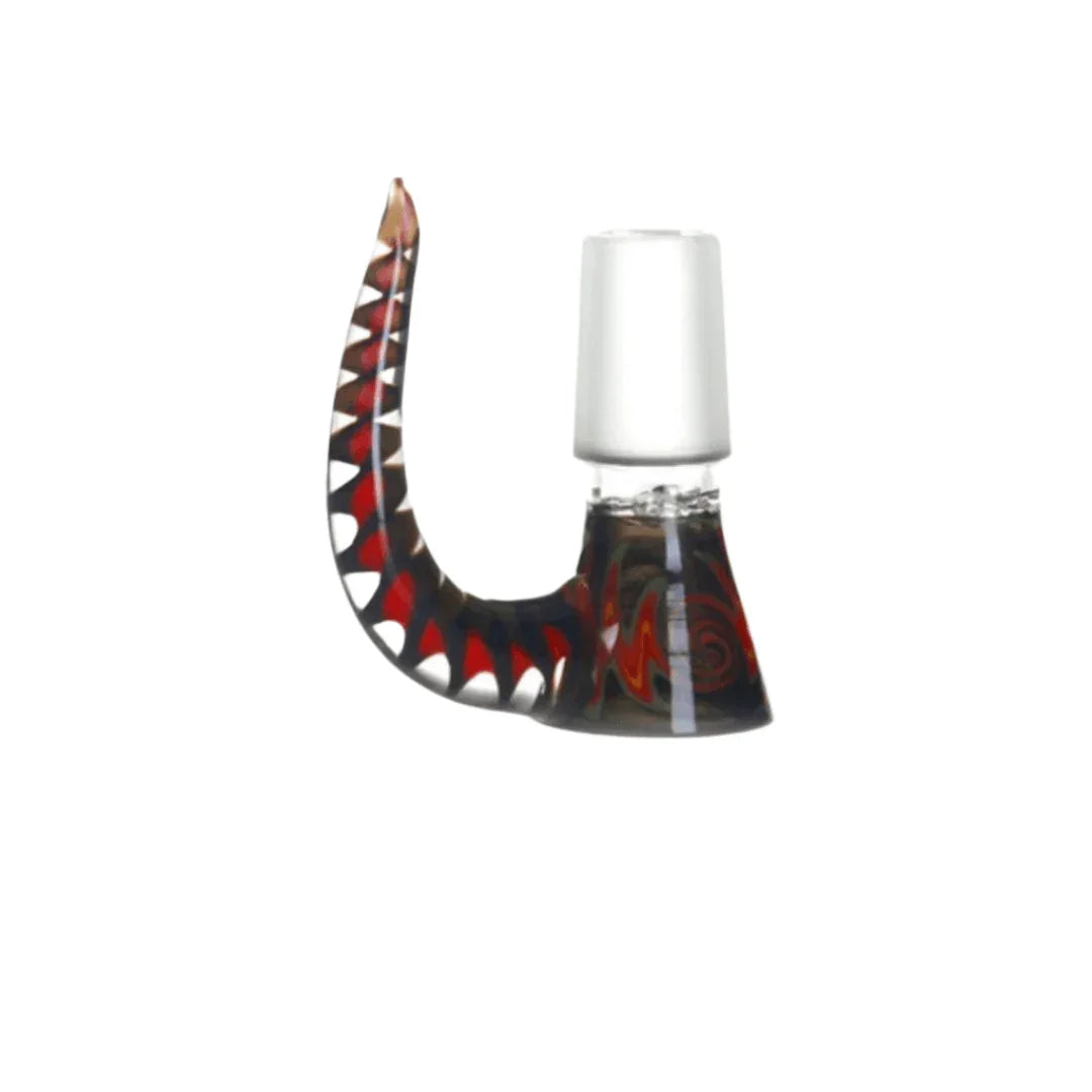 Wig-Wag Bowl with Handle - 14.5mm / Black/Green/Flame