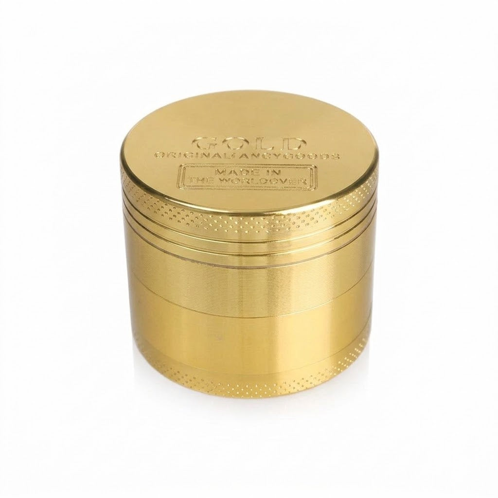 4 Part Zinc Alloy Herb Grinder | Gold | 50mm