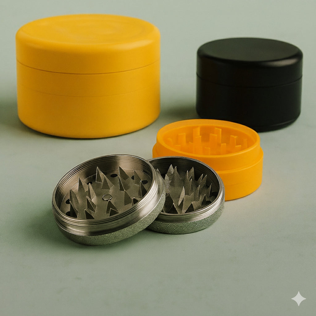 Weed grinder and herb grinders in various colours.