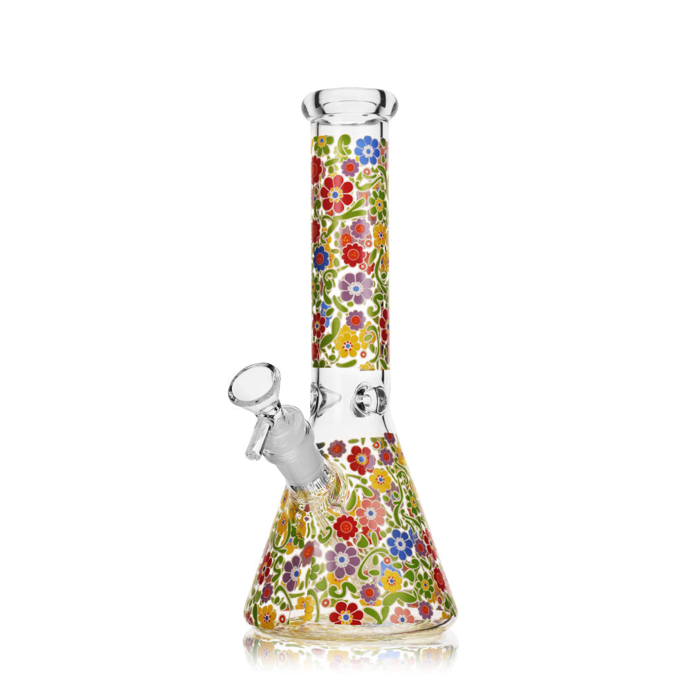 Flower Power Glow in the Dark Beaker Bong | 10inch