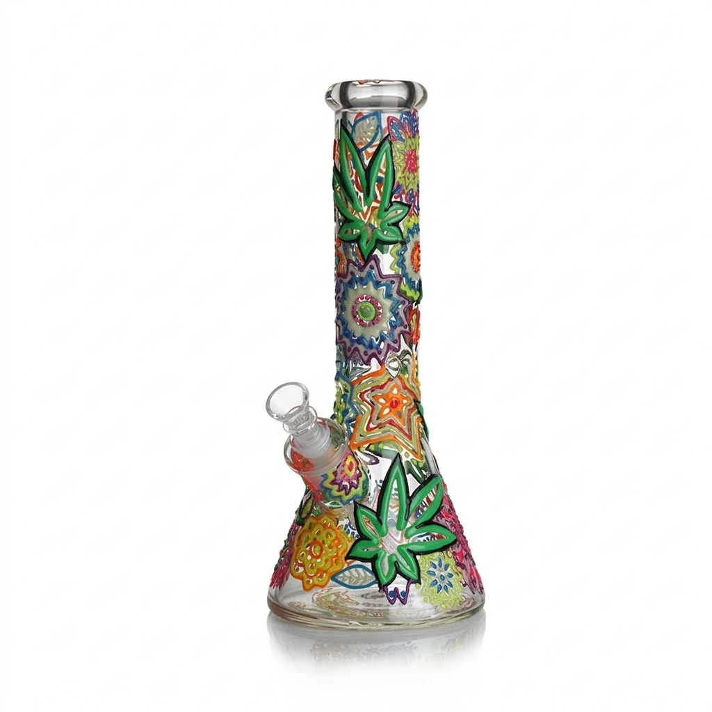 Hand painted glow in the dark Beaker Bong | 12.5 inch