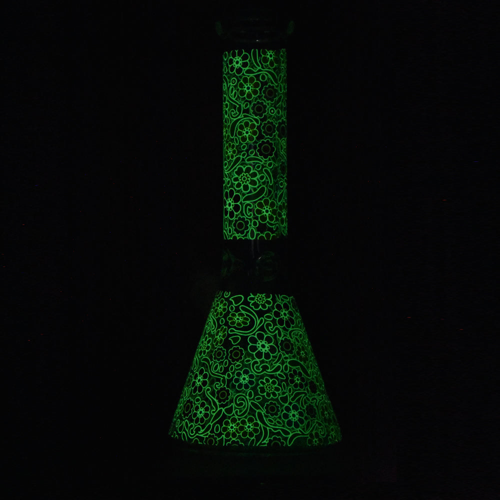 Flower Power Glow in the Dark Beaker Bong | 10inch
