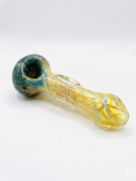 Blown 6 Inch Glass Hand Pipe Blue and Yellow