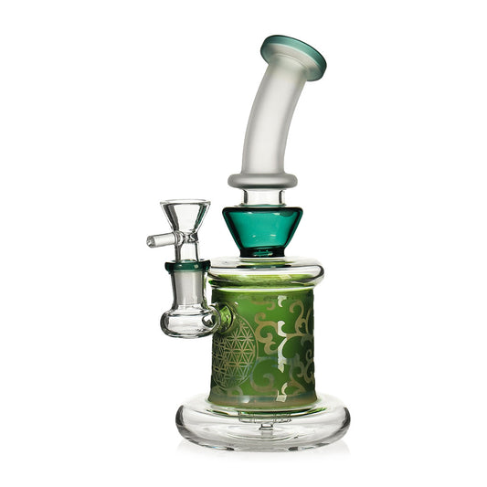 Glass Head Ancient Geometry Sandblasted Bong | 8.3inch