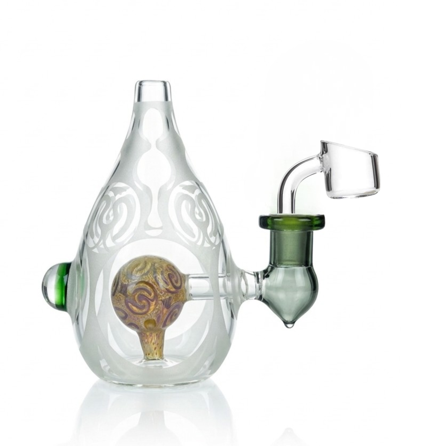 Glass Head Etched Glass Dab Rig Orb Perc | 14.5 mm