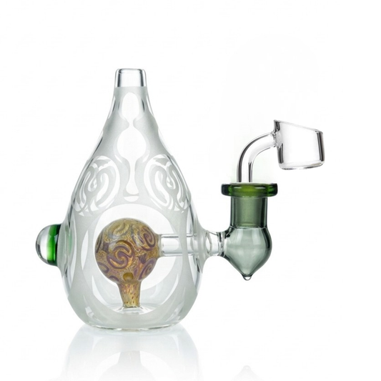 Glass Head Etched Glass Dab Rig Orb Perc | 14.5 mm