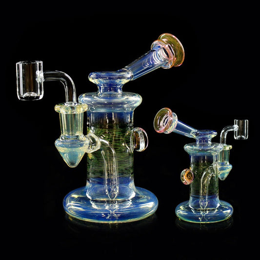 Glass Recycler with Silver & Gold Fume Dab Rig | 5.5 inch