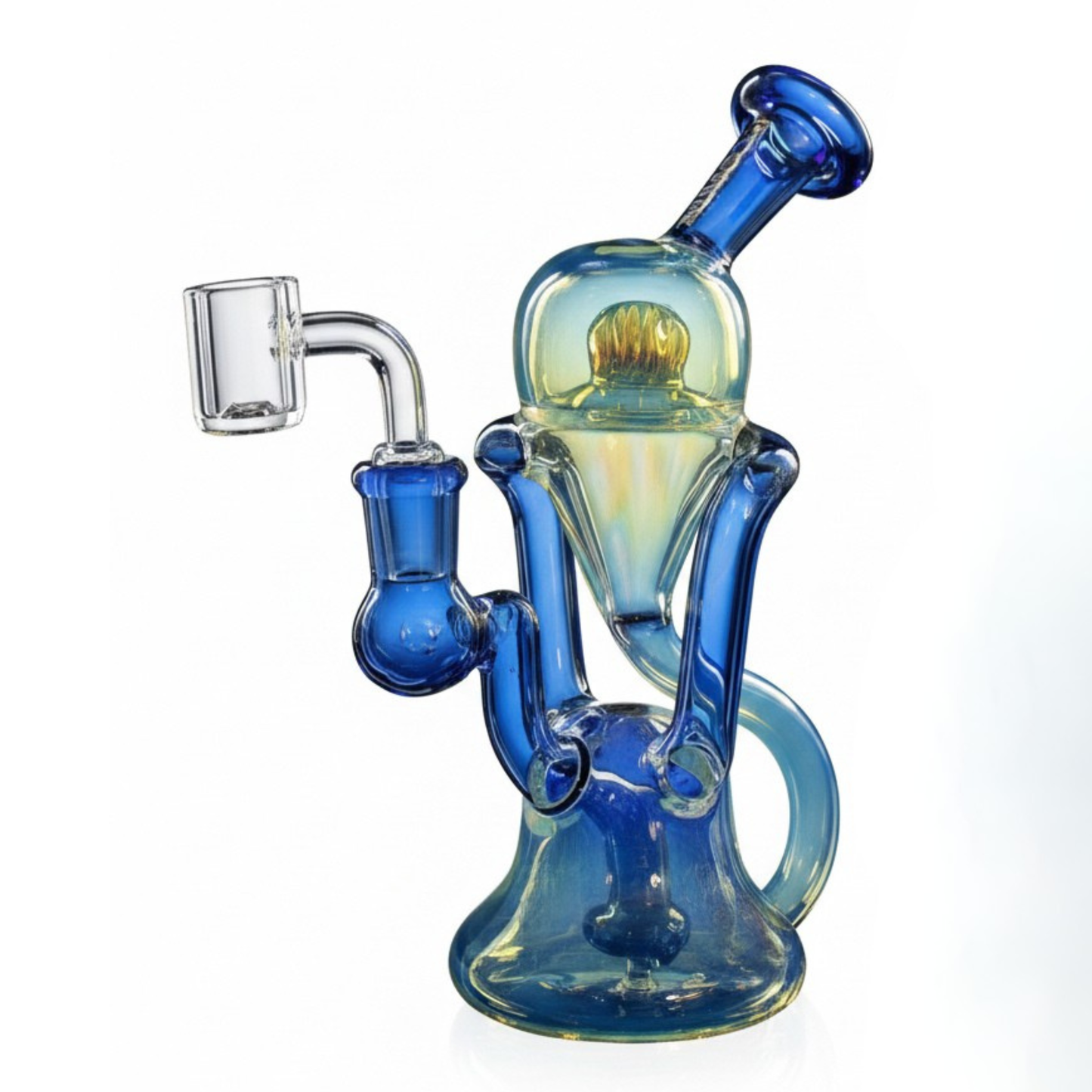 Phoenix Star Silver Fumed Glass Recycler Dab Rig | 7inch